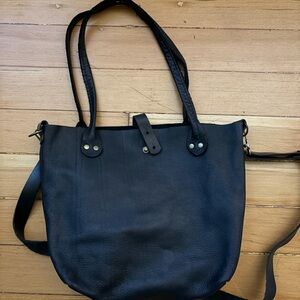 Elegant Black Leather Tote Bag